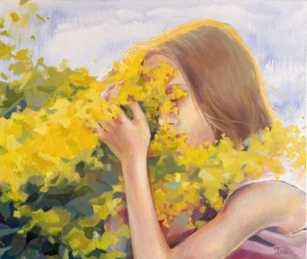 Floral Arina — Sofia Priadko, oil on canvas, 50 × 60 cm