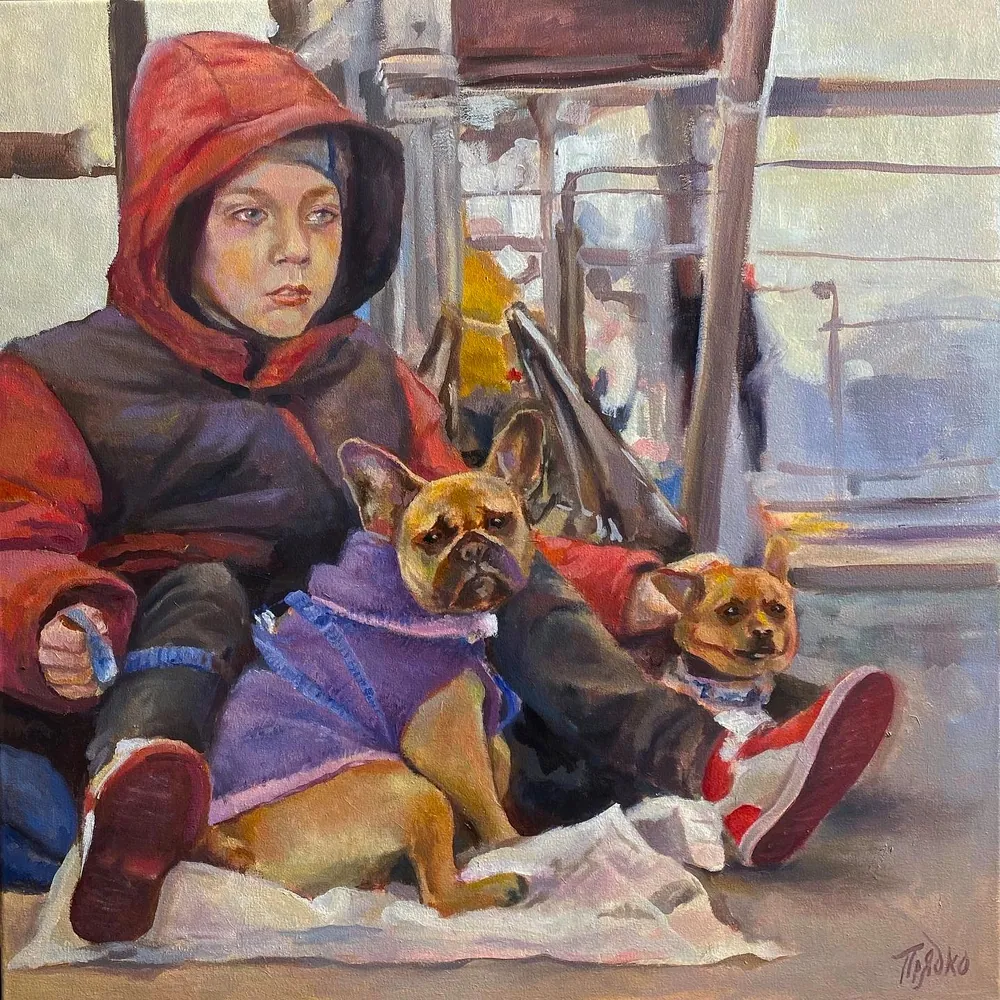 Expected — Sofia Priadko, oil on canvas, 60 × 60 cm