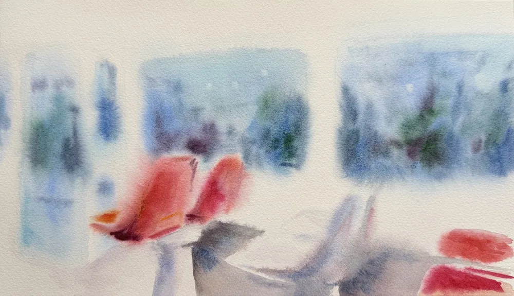 Tram 16 — Sofia Priadko, watercolour, 19,9 × 34,5 cm