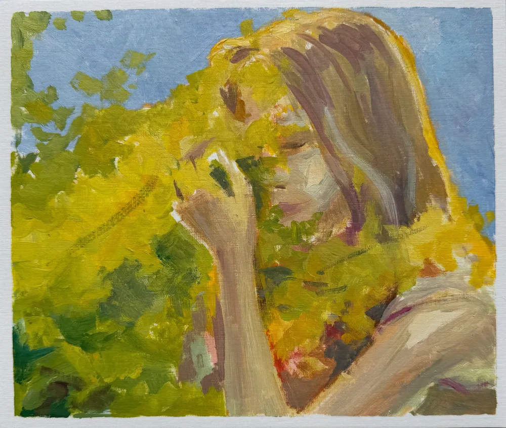 Floral Arina - sketch — Sofia Priadko, oil on cardboard, 21 × 25 cm