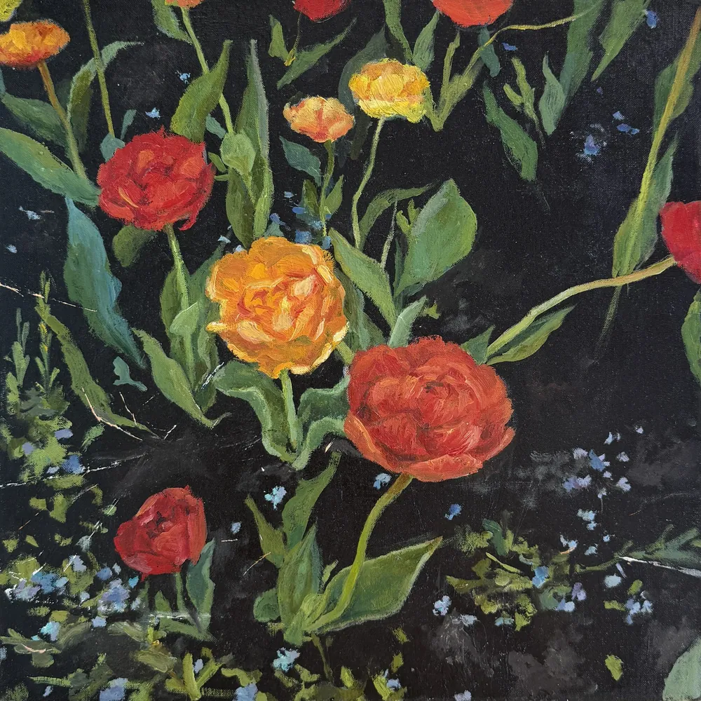 Spring Awakening — Sofia Priadko, oil on canvas, 30 × 30 cm