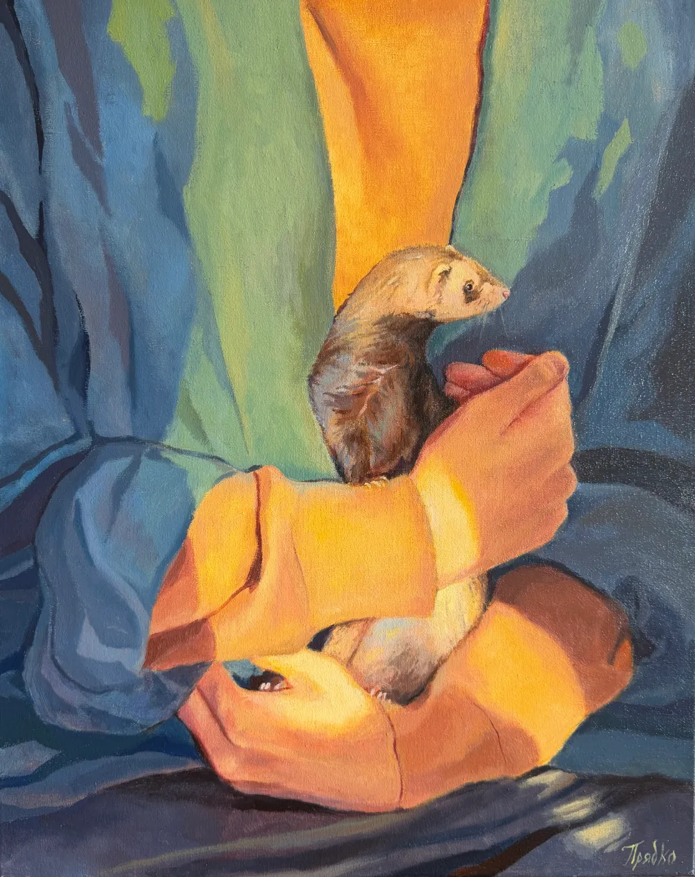 The Warmth of Embrace — Sofia Priadko, oil on canvas, 40 × 50 cm