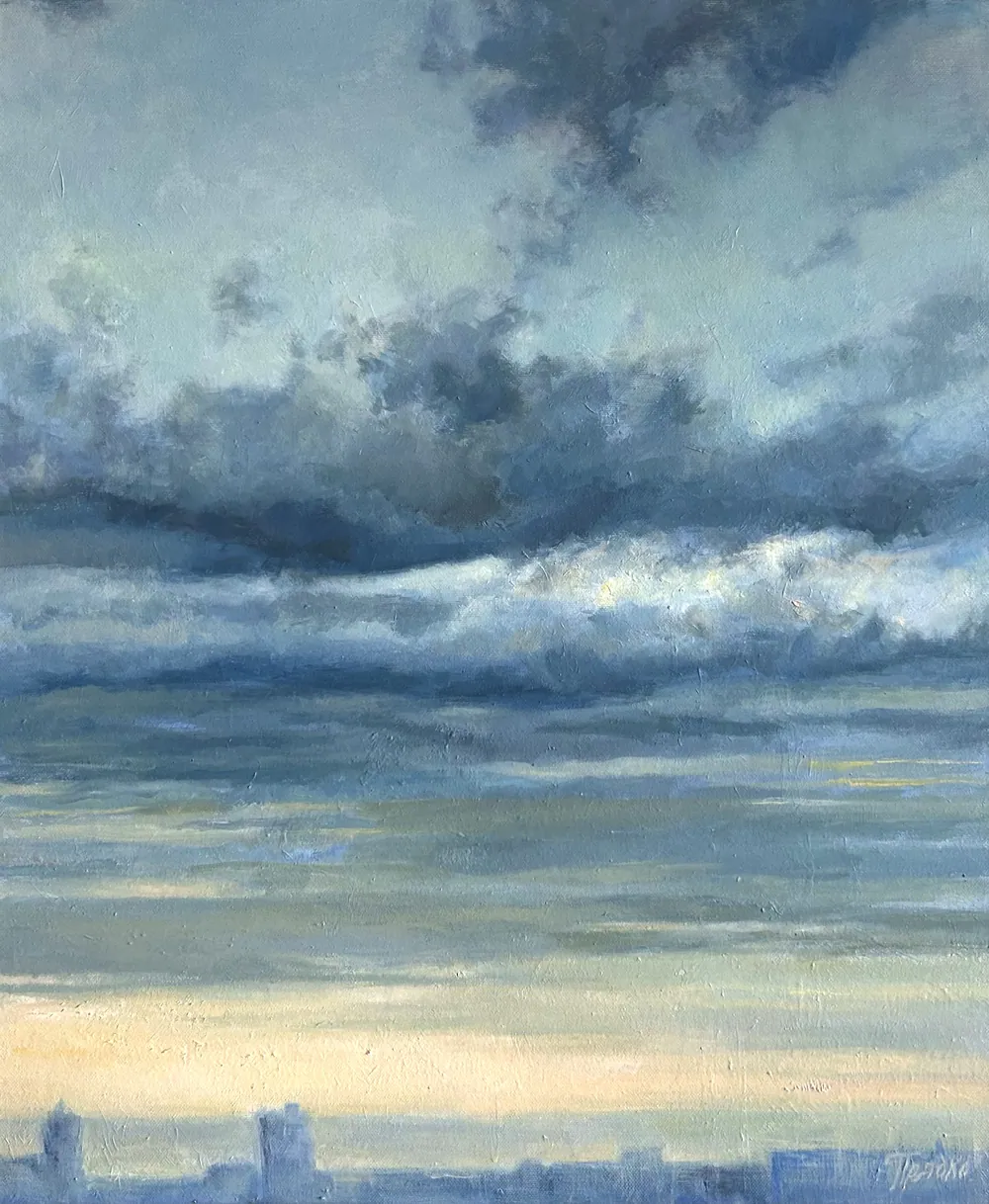 Above the City — Sofia Priadko, oil on canvas, 50 × 60 cm